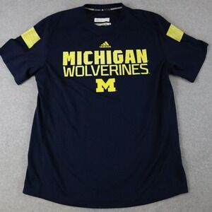 Michigan Wolverines Shirt Mens Large Adidas Climalite Activewear Short Sleeve